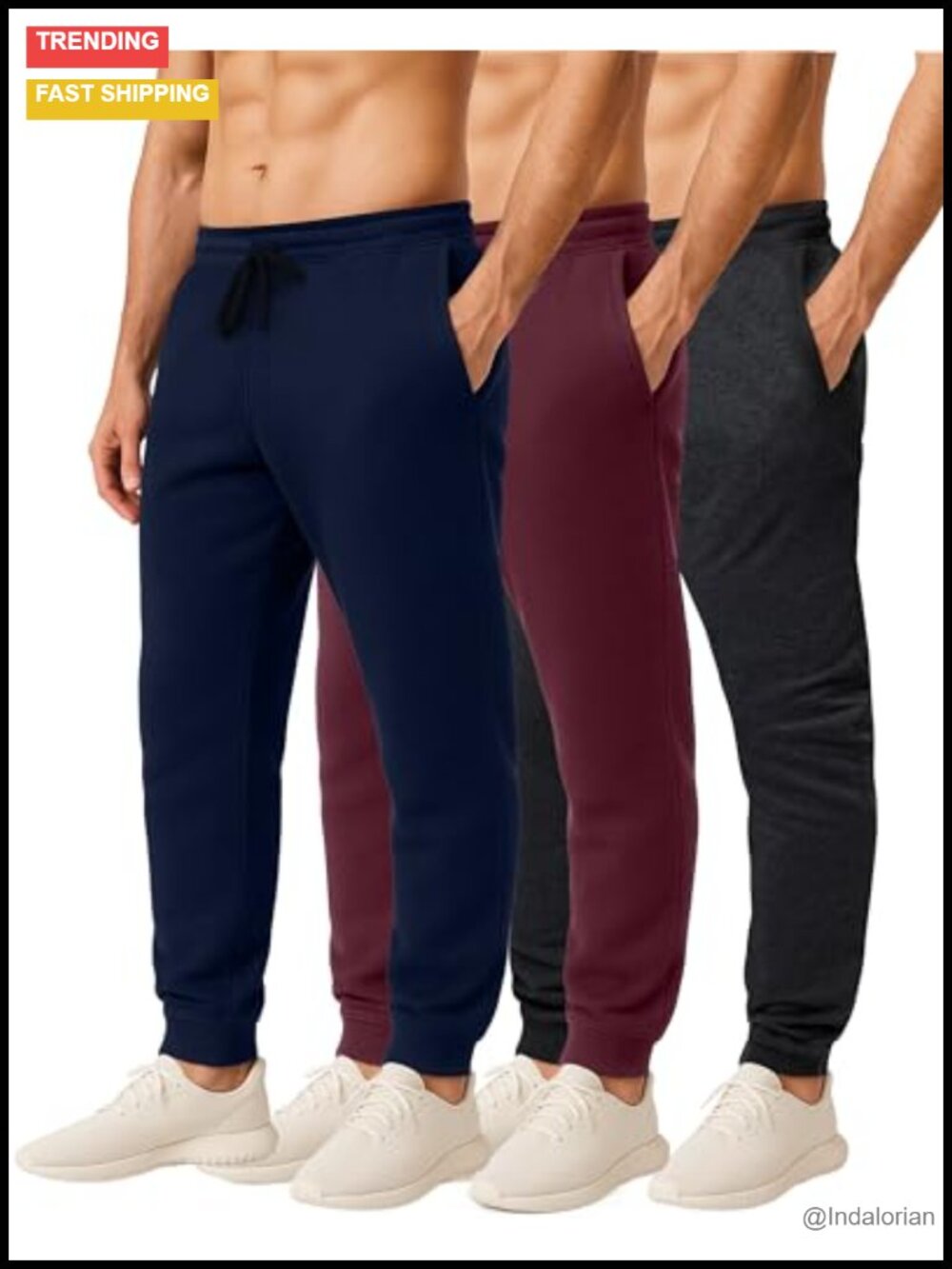 3 Pack Men's Fleece Joggers Sweatpants Drawstring Cotton Blend Lounge Gym Pants
